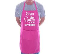 Print4U Gran Is Queen Of The Kitchen Chef Apron Cooking Novelty Baking Gag Gift Present Ladies Pink