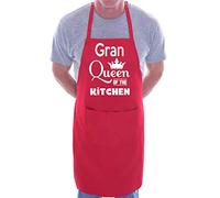 Print4U Gran Is Queen Of The Kitchen Chef Apron Cooking Novelty Baking Gag Gift Present Ladies Red