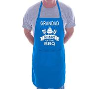 Print4U Grandad Is King Of BBQ Funny Apron Novelty Baking BBQ with 2 Pockets Blue
