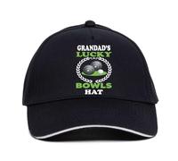 Print4U Grandad's Lucky Bowls Baseball Cap Gift Father's Day Crown Green Bowling Black