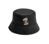 Print4U Grandad's Lucky Carp Fishing Bucket Hat Anglers Father's Day Birthday Black SM