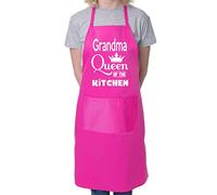 Print4U Grandma Is Queen Of The Kitchen Chef Apron Cooking Novelty Baking Gag Gift Present Ladies Pink