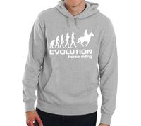 Print4U Horse Riding/Racing ~ Ape To Evolution Of ~ Mens/Womens Hoodie Medium Grey