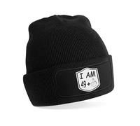 Print4U I Am 50 Beanie Hat Gift for 50 Year Old 50th Funny Birthday Present Black