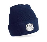 Print4U I Am 50 Beanie Hat Gift for 50 Year Old 50th Funny Birthday Present Blue