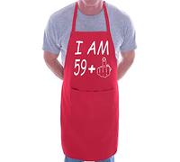 Print4U I am 60 Birthday Novelty Baking Cooking BBQ Apron 60th Birthday Ladies Mens Red
