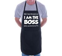 Print4U I Am The Boss Fathers Day Funny BBQ Cooking Novelty Apron Black
