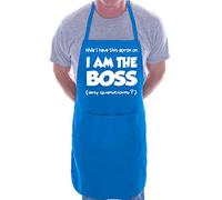 Print4U I Am The Boss Fathers Day Funny BBQ Cooking Novelty Apron Blue