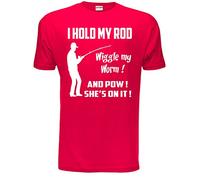 Print4U I Hold My Rod Fishing Mens Unisex T-Shirt X-Large Red