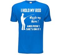 Print4U I Hold My Rod Fishing Mens Unisex T-Shirt XX-Large Blue