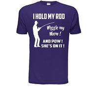 Print4U I Hold My Rod Fishing Mens Unisex T-Shirt XX-Large Purple