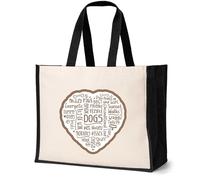 Print4U I Love Dogs Canvas Tote Bag Dog Lovers Gift Natural