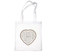Print4U I Love Dogs Cotton Reusable Shopping Tote Bag Dog Lovers Gift White