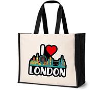 Print4U I Love London Canvas Tote Bag Birthday Gift UK Souvenir Gift Idea Natural