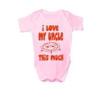 Print4U I Love My Uncle This Much Funny Babygrow Babies Gift Boy/Girl Vest Babies 12-18 pink