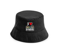 Print4U I Love Paris Novelty Bucket Hat Unisex Souvenir Gift Idea Black LXL