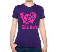 Print4U I Love The 80's Eighties Music Womens T-Shirt Ladies Fit XXL Purple