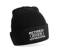 Print4U I Retired in 2025 Gift for Men Ladies Retirement Present Beanie Hat Black