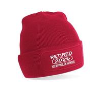 Print4U I Retired in 2026 Gift for Men Ladies Retirement Present Beanie Hat Red