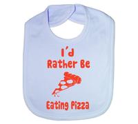 Print4U I'd Rather Be Eating Pizza - Funny Baby/Toddler/Newborn Bib/Gift blue