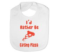 Print4U I'd Rather Be Eating Pizza - Funny Baby/Toddler/Newborn Bib/Gift white