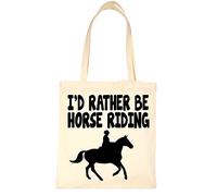 Print4U I'd Rather Be Horse Riding Pony Shopping Tote Bag Ladies Gift Natural