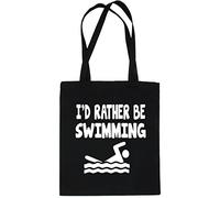Print4U I'd Rather Be Swimming Swimmer Shopping Tote Bag Ladies Gift Black