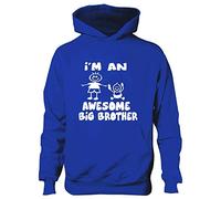 Print4U I'm An Awesome Big Brother Funny Kids Hoodie Age 5-6 Blue