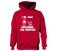 Print4U I'm An Awesome Big Brother Funny Kids Hoodie Age 5-6 Red
