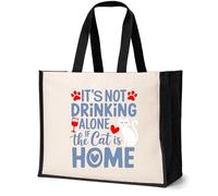 Print4U I'm Not Drinking Alone Cat Lovers Tote Bag Gift Birthday Present Natural