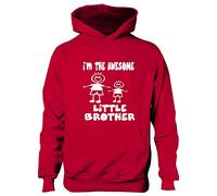 Print4U I'm The Awesome Little Brother Funny Kids Hoodie Age 9-11 Red