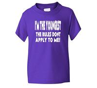 Print4U I'm The Youngest Rules Don’t Apply to Me Kids T Shirt Age 1-2 Purple