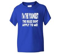 Print4U I'm The Youngest Rules Don’t Apply to Me Kids T Shirt Age 7-8 Blue