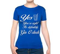 Print4U It's Gin O'Clock Funny Alcohol Hen Party Gift Ladies T Shirt Unisex Fit X-Large Blue