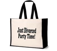 Print4U Just Divorced Tote Bag Funny Birthday Gift For Ladies Canvas Shopper Natural