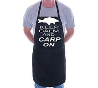 Print4U Keep Calm And Carp On Fishing BBQ Cooking Funny Novelty Apron Black