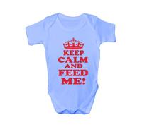 Print4U Keep Calm And Feed Me Funny Babygrow Babies Gift Boy/Girl Vest Babies 3-6 blue