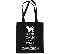 Print4U Keep Calm and Walk The Cavachon Dog Lover Shopping Tote Bag Black