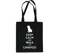 Print4U Keep Calm and Walk The Cavapoo Dog Lover Shopping Tote Bag Black