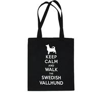 Print4U Keep Calm and Walk The Swedish Valhund Dog Shopping Tote Bag Black