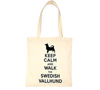 Print4U Keep Calm and Walk The Swedish Valhund Dog Shopping Tote Bag Natural