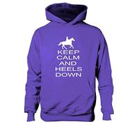 Print4U Keep Calm Heels Down Funny Horse Riding Funny Pony Kids Hoodie Age 7-8 Purple
