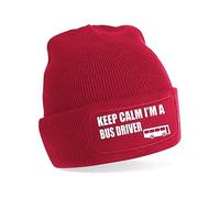 Print4U Keep Calm I'm A Bus Driver Beanie Hat Birthday Gift for Men & Ladies Red