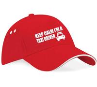 Print4U Keep Calm I'm Taxi Driver Baseball Cap Funny Birthday Gift Men & Ladies Red