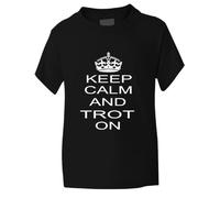Print4U Keep Calm & Trot On/Horse Riding ~ Kids/Girls/Boys T-Shirt ~6 Colours 9-11 Black