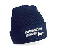 Print4U Keep Calm & Walk Alaskan Malamute Beanie Hat Dog Lovers Men & Ladies Blue