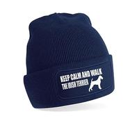 Print4U Keep Calm & Walk Irish Terrier Beanie Hat Dog Lovers Gift Men & Ladies Blue