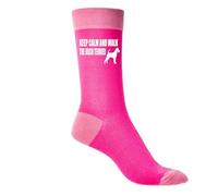 Print4U Keep Calm & Walk Irish Terrier Funny Dog Lover Ladies Pink Socks