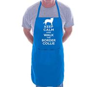 Print4U Keep Calm Walk The Border Collie Dog Lover BBQ Cooking Novelty Apron Blue