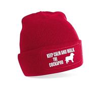 Print4U Keep Calm & Walk The Cockapoo Beanie Hat Dog Lovers Gift Men & Ladies Red